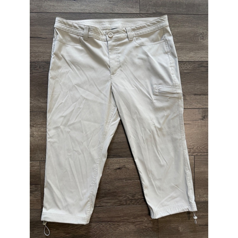 Eddie Bauer Horizon Guide Cropped Cargo Capri Pants Size 12 Beige Hiking Outdoor